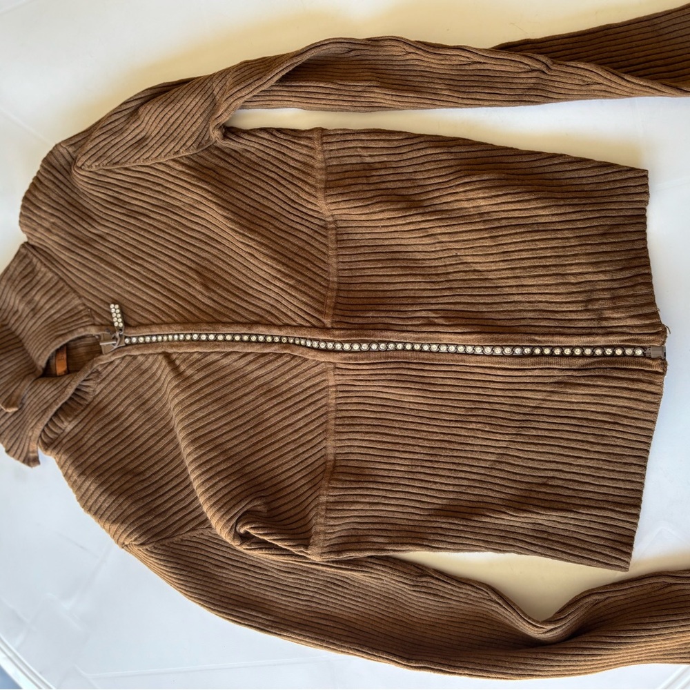 Belldini Taupe Ribbed Knit Jacket
